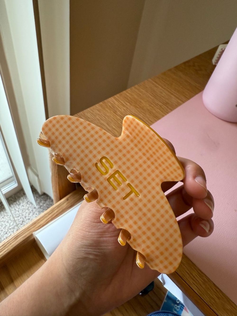Gingham 'SET' Hair Claw Clip